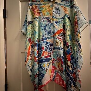 2 Colorful Mosaic Patterned Beach Poncho cover ups